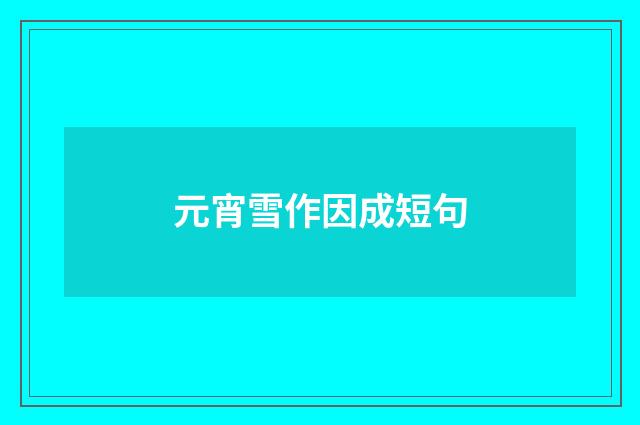 元宵雪作因成短句
