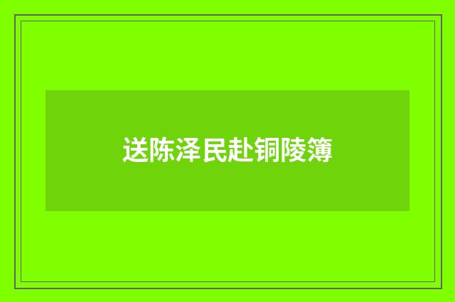送陈泽民赴铜陵簿