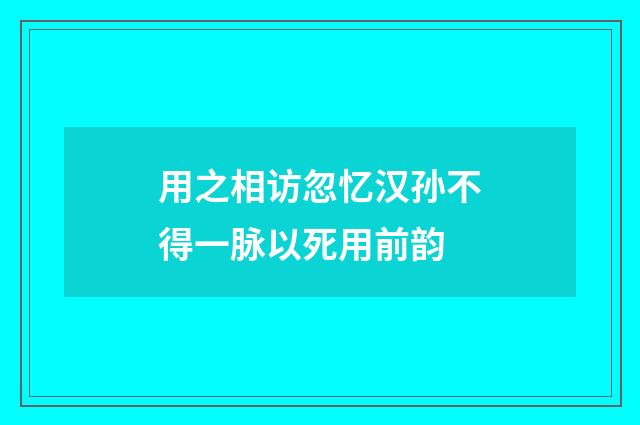用之相访忽忆汉孙不得一脉以死用前韵