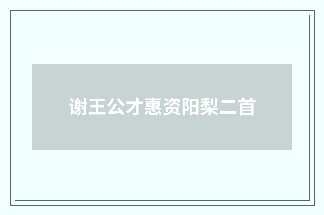 谢王公才惠资阳梨二首