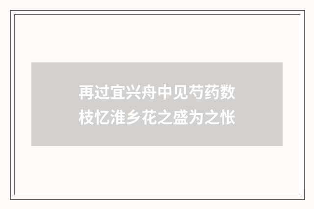 再过宜兴舟中见芍药数枝忆淮乡花之盛为之怅
