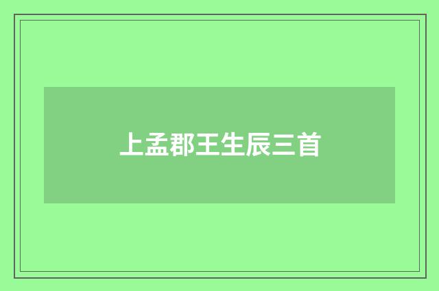 上孟郡王生辰三首