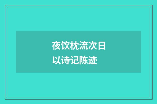 夜饮枕流次日以诗记陈迹
