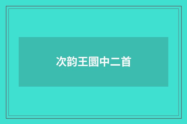 次韵王圜中二首