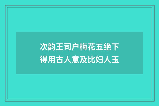 次韵王司户梅花五绝下得用古人意及比妇人玉