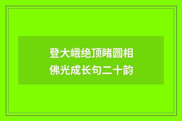 登大峨绝顶睹圆相佛光成长句二十韵