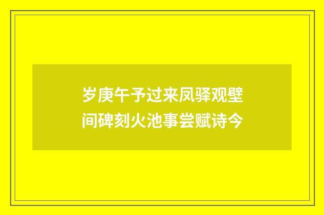 岁庚午予过来凤驿观壁间碑刻火池事尝赋诗今