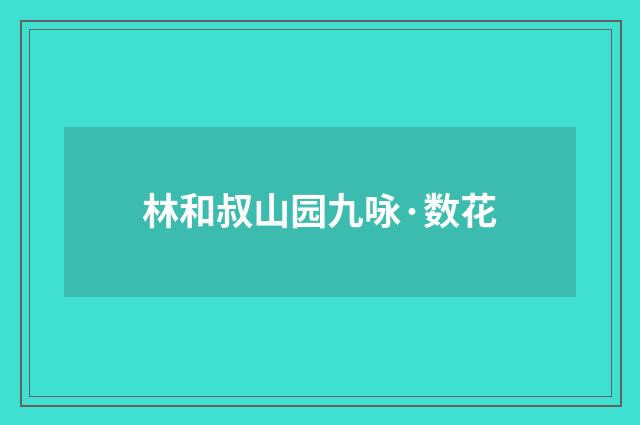 林和叔山园九咏·数花