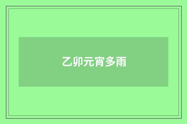 乙卯元宵多雨