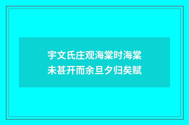 宇文氏庄观海棠时海棠未甚开而余旦夕归矣赋