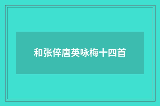 和张倅唐英咏梅十四首