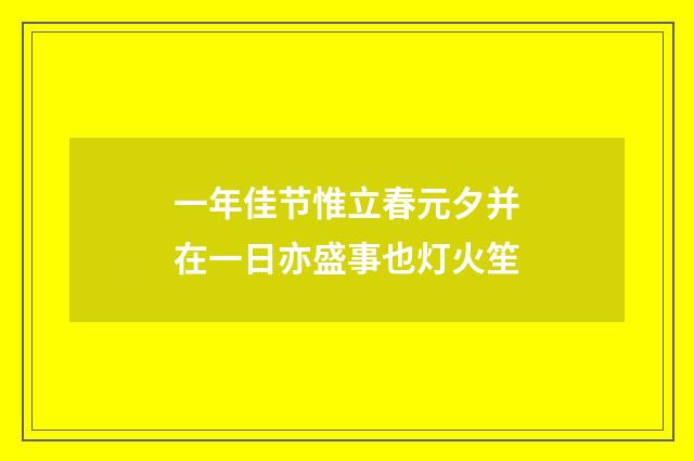 一年佳节惟立春元夕并在一日亦盛事也灯火笙
