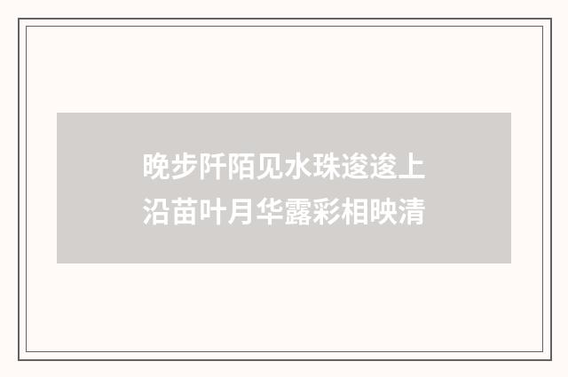 晚步阡陌见水珠逡逡上沿苗叶月华露彩相映清