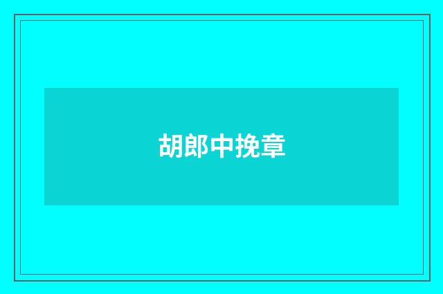胡郎中挽章