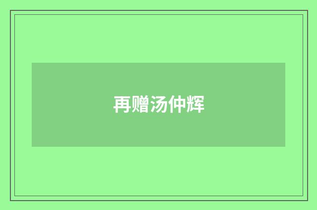 再赠汤仲辉
