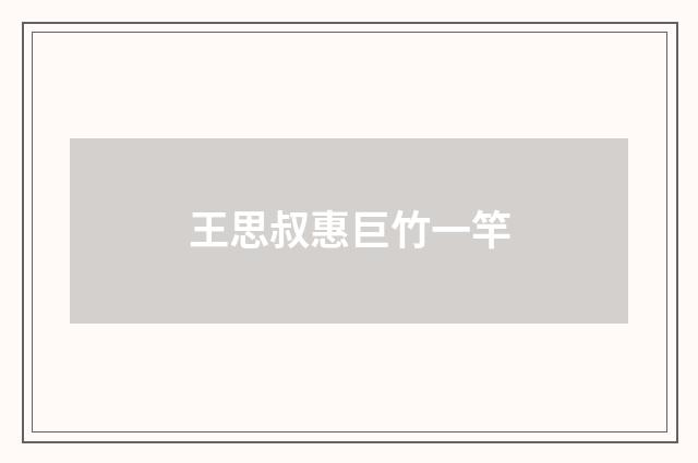 王思叔惠巨竹一竿