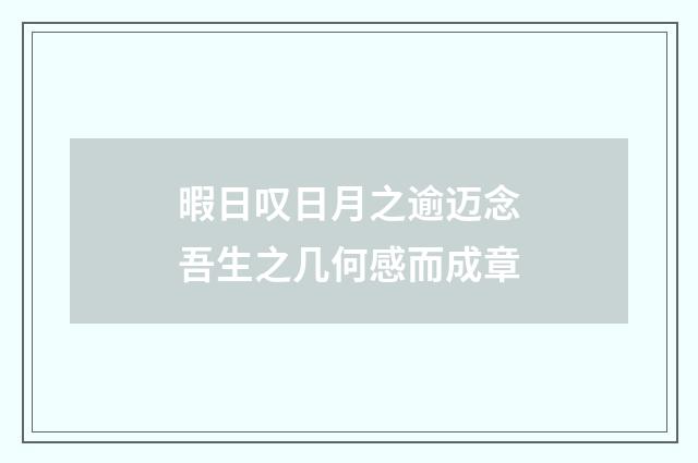暇日叹日月之逾迈念吾生之几何感而成章