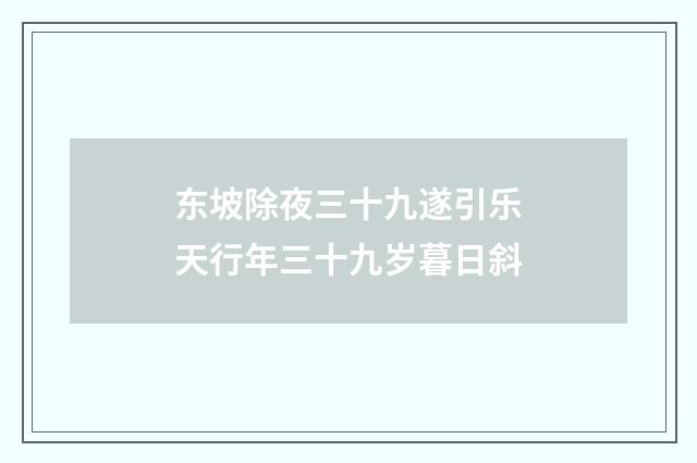 东坡除夜三十九遂引乐天行年三十九岁暮日斜