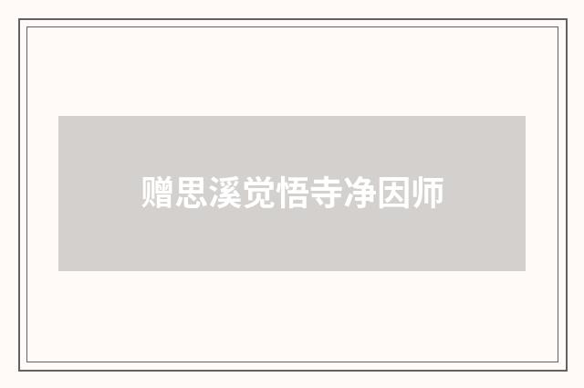 赠思溪觉悟寺净因师