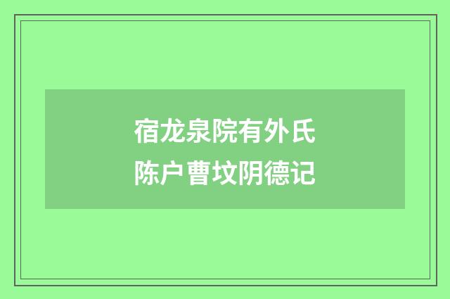 宿龙泉院有外氏陈户曹坟阴德记