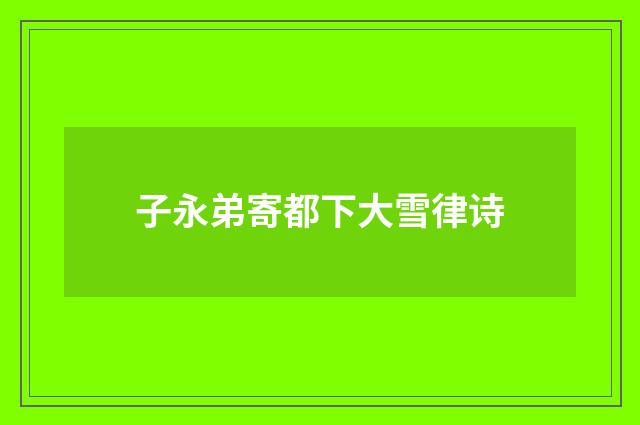 子永弟寄都下大雪律诗