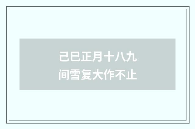己巳正月十八九间雪复大作不止