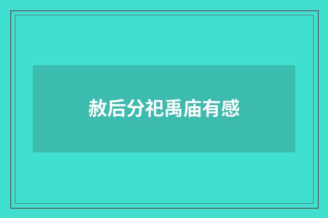 赦后分祀禹庙有感
