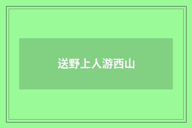 送野上人游西山
