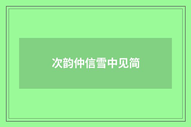 次韵仲信雪中见简