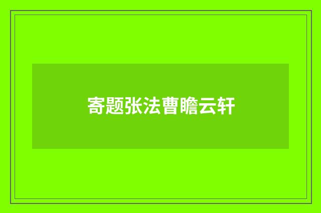 寄题张法曹瞻云轩