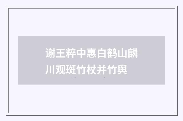 谢王粹中惠白鹤山麟川观斑竹杖并竹舆