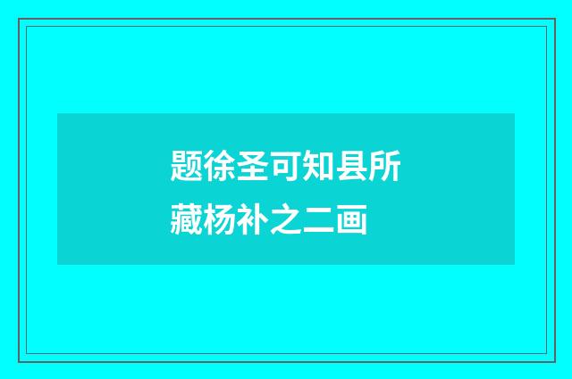 题徐圣可知县所藏杨补之二画