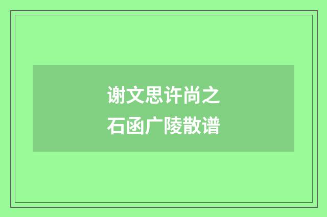 谢文思许尚之石函广陵散谱