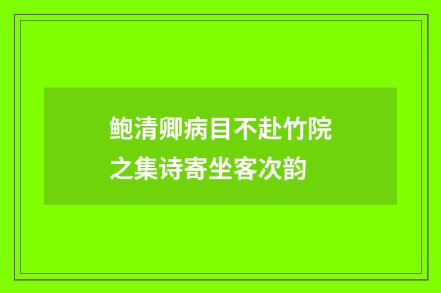 鲍清卿病目不赴竹院之集诗寄坐客次韵