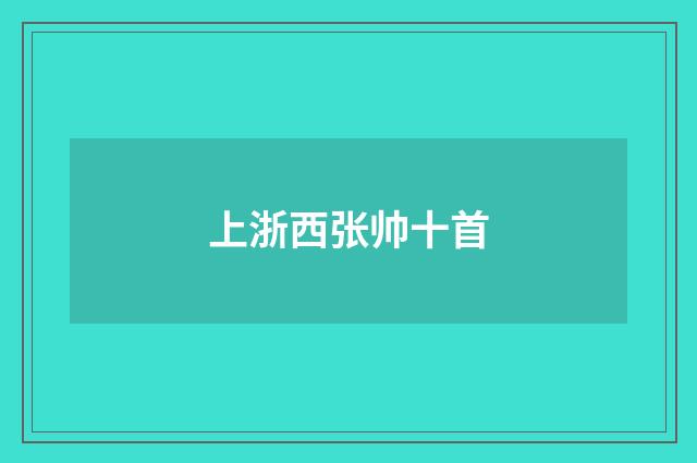 上浙西张帅十首