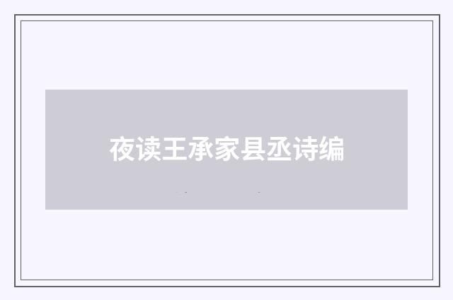 夜读王承家县丞诗编