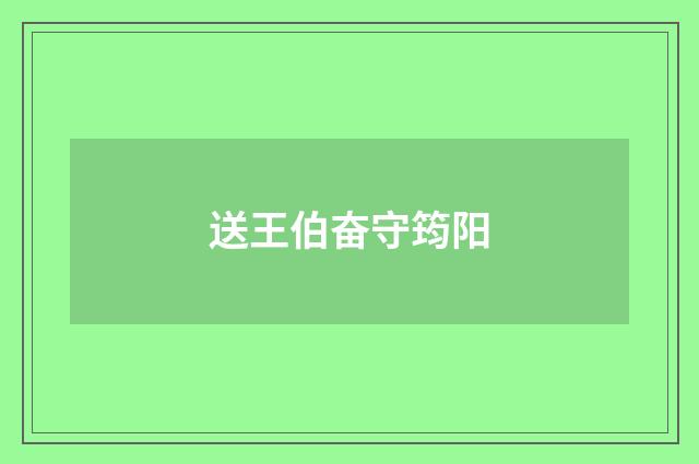 送王伯奋守筠阳