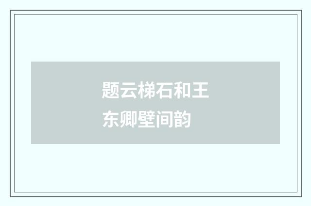 题云梯石和王东卿壁间韵