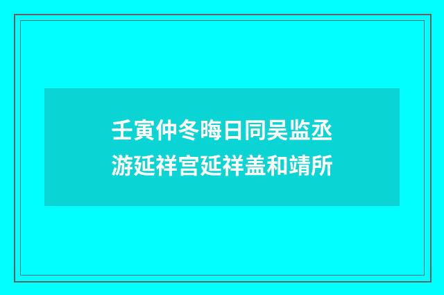 壬寅仲冬晦日同吴监丞游延祥宫延祥盖和靖所