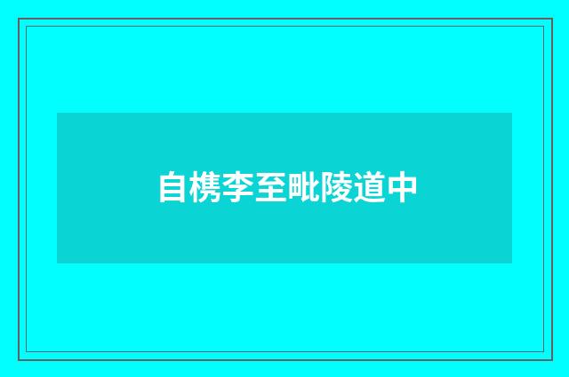 自槜李至毗陵道中