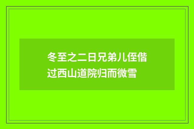 冬至之二日兄弟儿侄偕过西山道院归而微雪