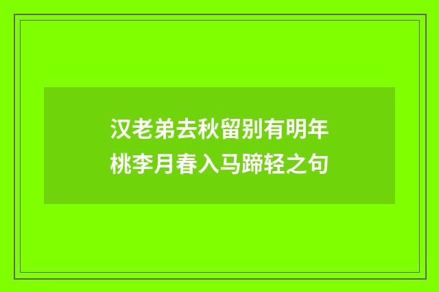 汉老弟去秋留别有明年桃李月春入马蹄轻之句