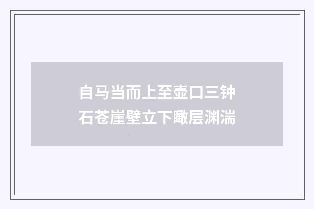 自马当而上至壶口三钟石苍崖壁立下瞰层渊湍