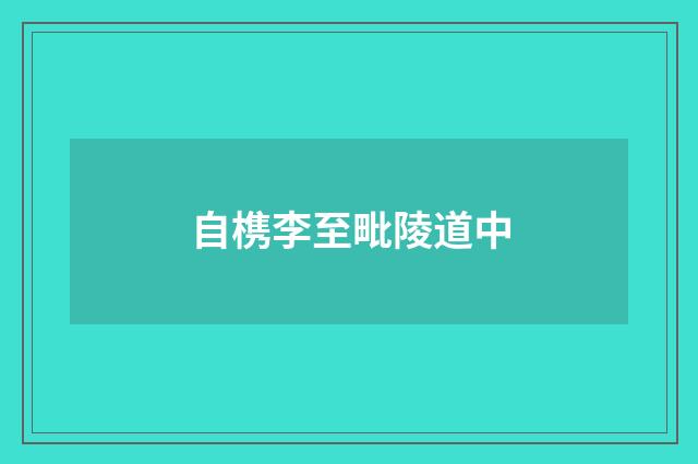 自槜李至毗陵道中