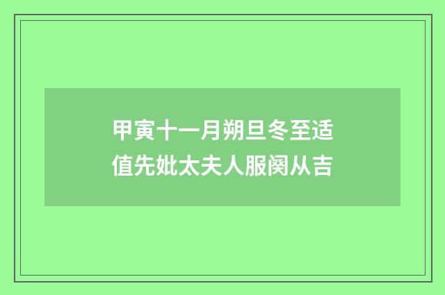 甲寅十一月朔旦冬至适值先妣太夫人服阕从吉