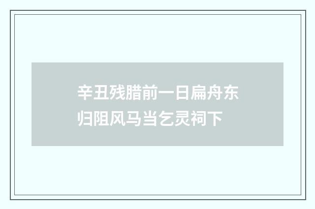 辛丑残腊前一日扁舟东归阻风马当乞灵祠下