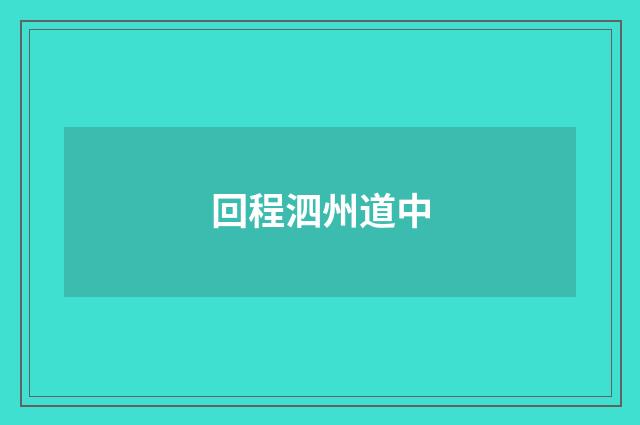 回程泗州道中