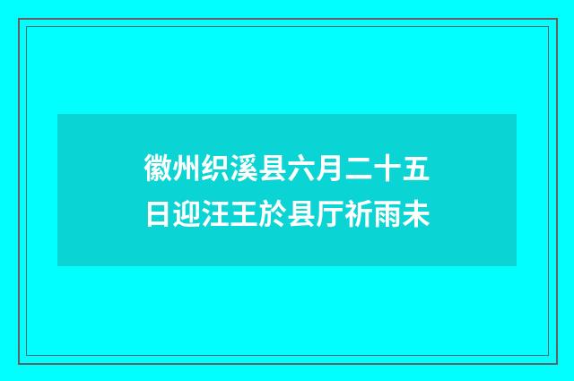 徽州织溪县六月二十五日迎汪王於县厅祈雨未