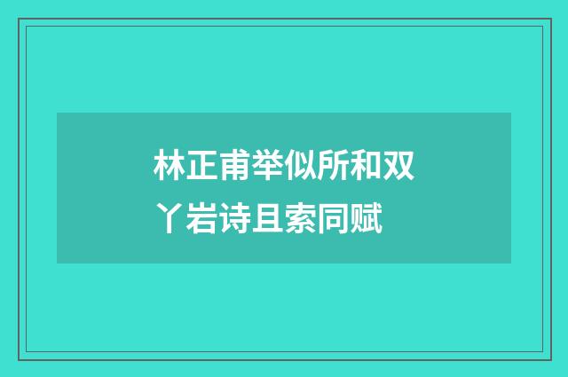 林正甫举似所和双丫岩诗且索同赋