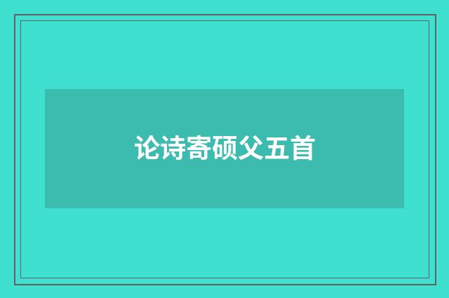 论诗寄硕父五首